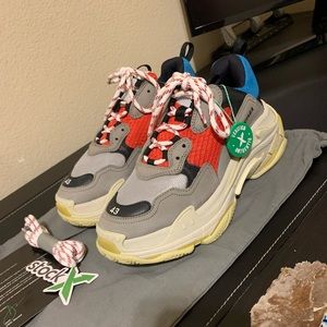 balenciaga triple s grey red blue size 43